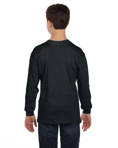 Gildan Heavy Cotton Youth Long Sleeve T-Shirts BLACK 